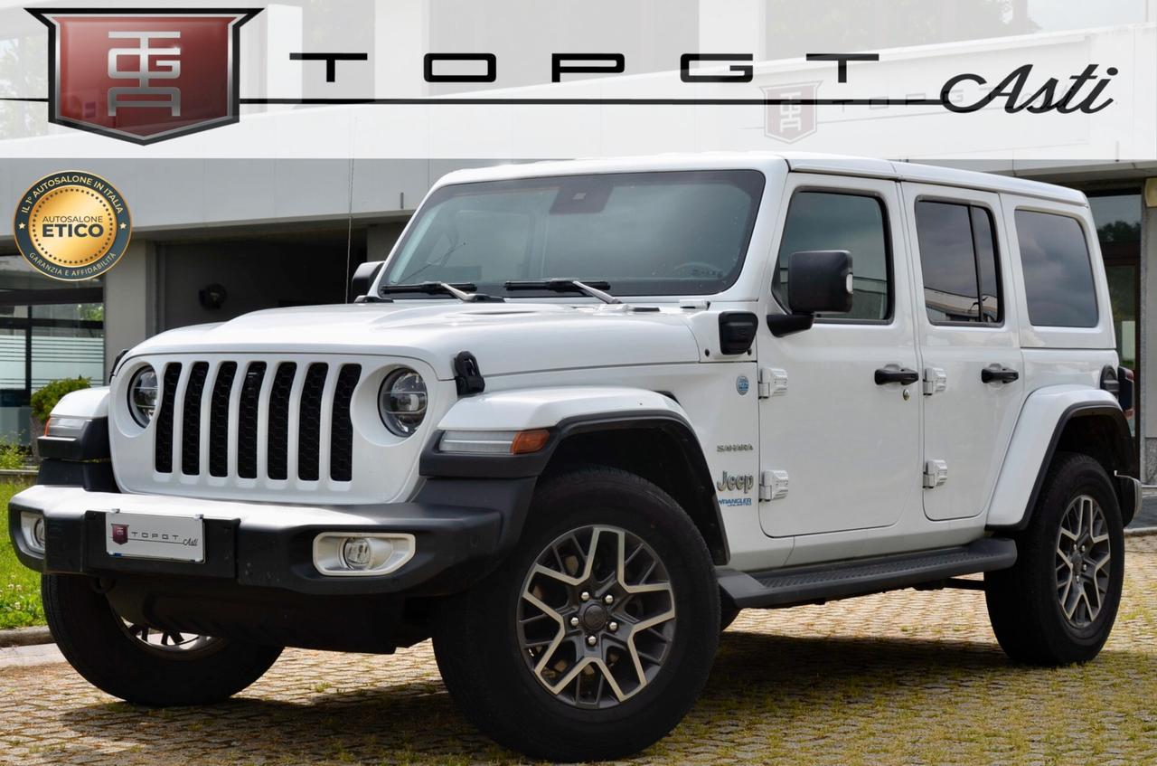JEEP WRANGLER UNLIMITED 2.0 PHEV SAHARA 4xe 380cv AUTO, IVA COMPRESA, UFF ITALIANA, HI-FI ALPINE, FARI LED, PERMUTE