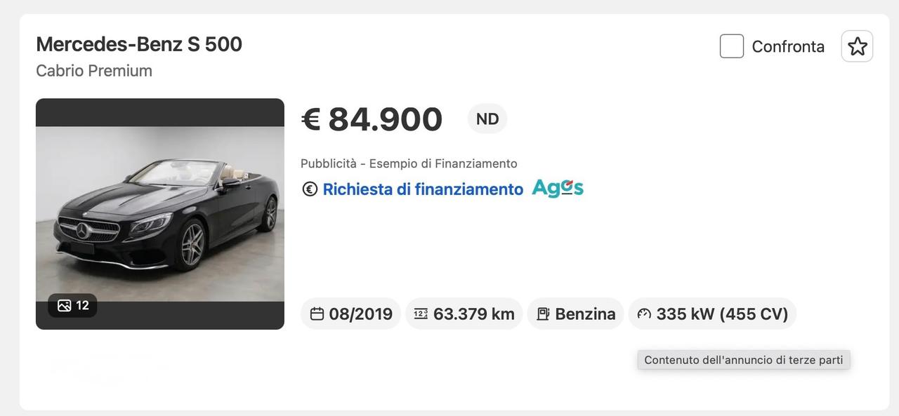 Mercedes-benz S 500 Cabrio .- PREZZO N1 EUROPA