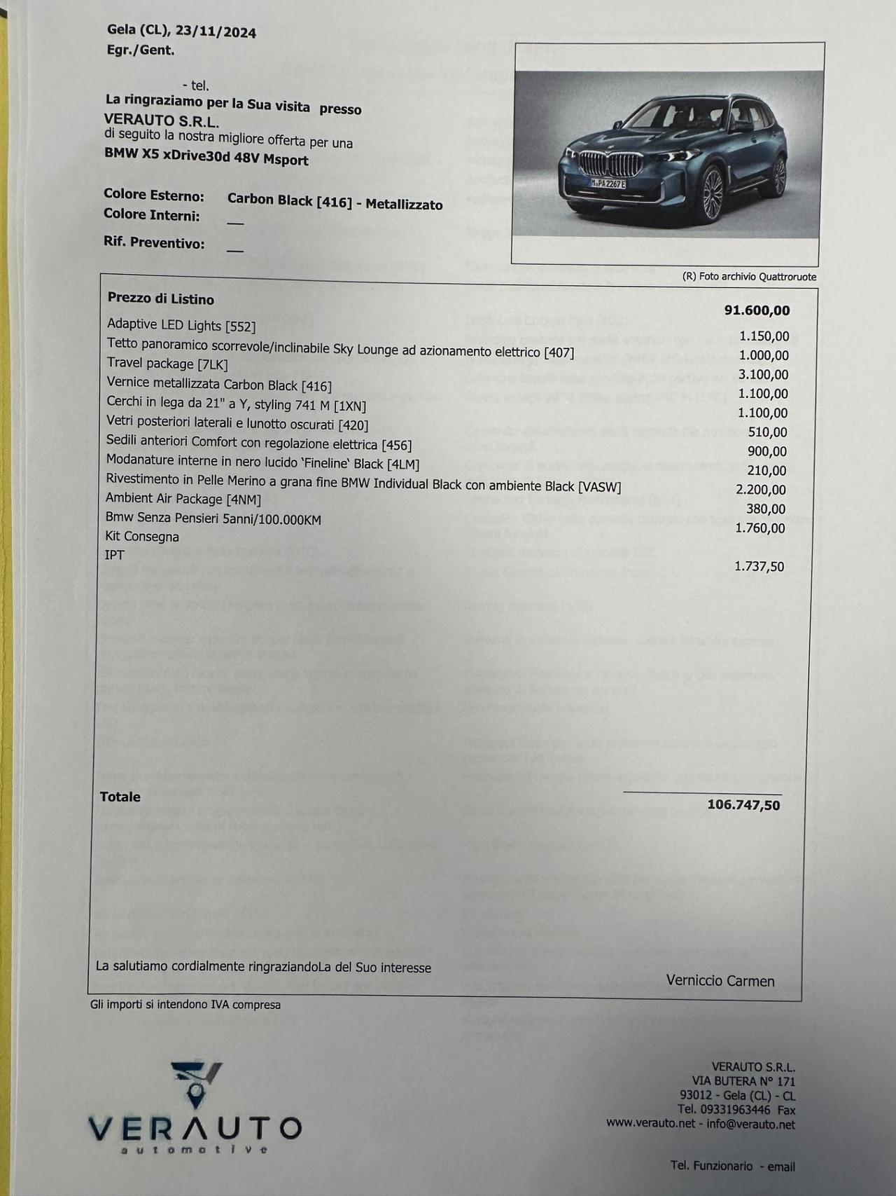 BMW X5 xdrive30d MSport possibilità noleggio noscoring