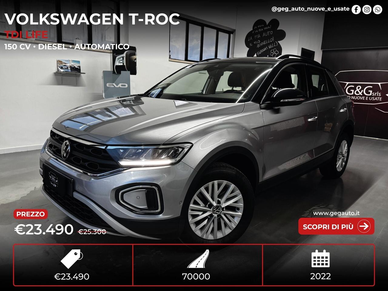 VOLKSWAGEN T-ROC 2.0 TDI 150CV LIFE - 2022