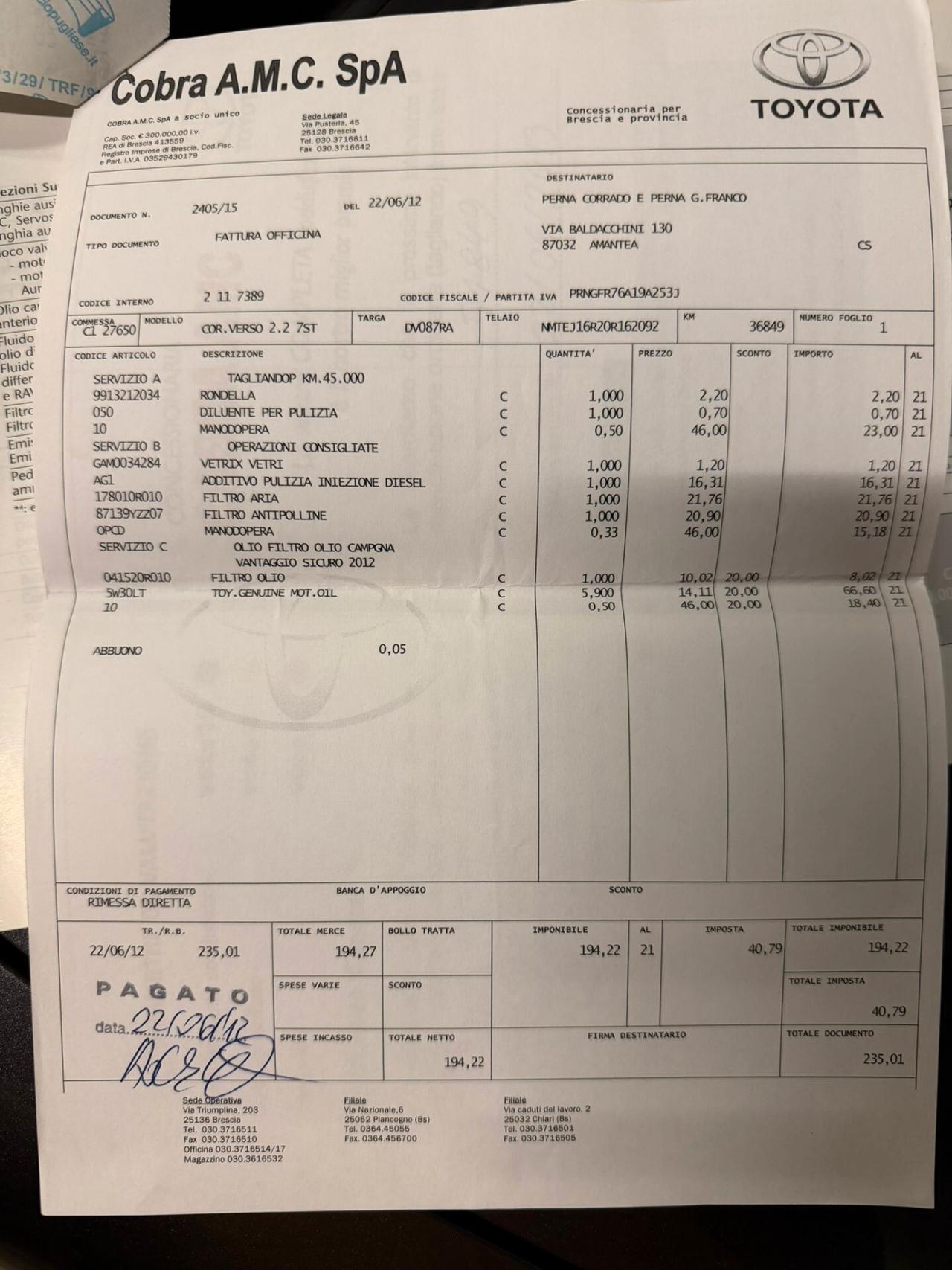 Toyota Corolla Verso 2.2 16V D-4D 7 POSTI