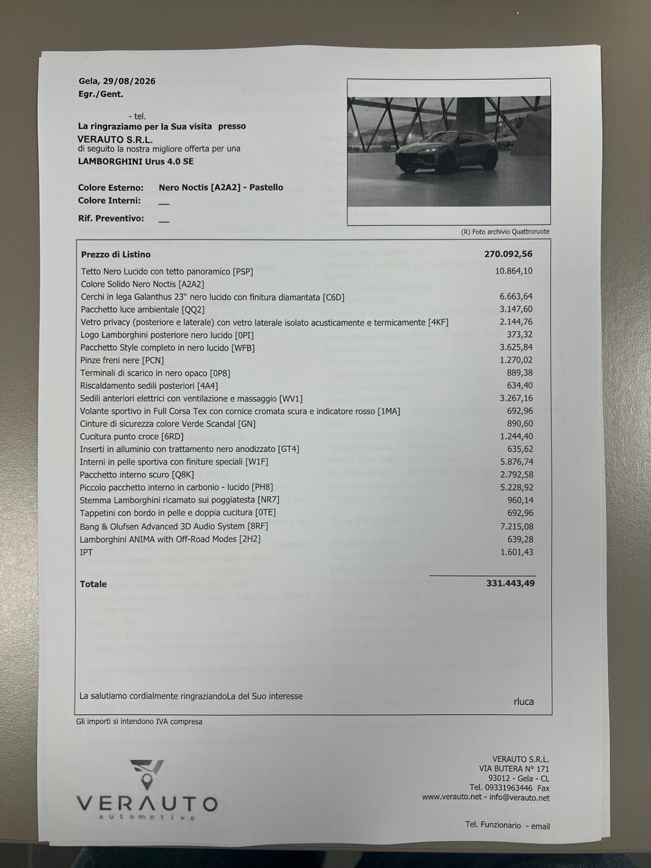 Lamborghini Urus 4.0 620CV V8 phev SE - possibilità noleggio no scoring