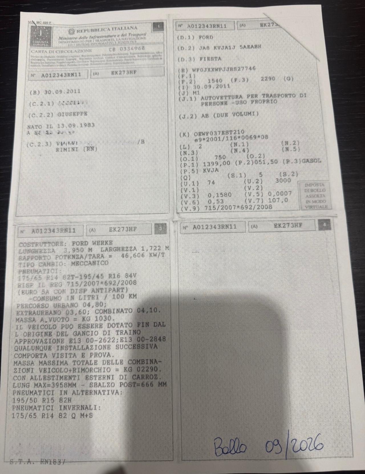 Ford Fiesta Diesel 1.4 TDCi euro5 NEOPATENTATI