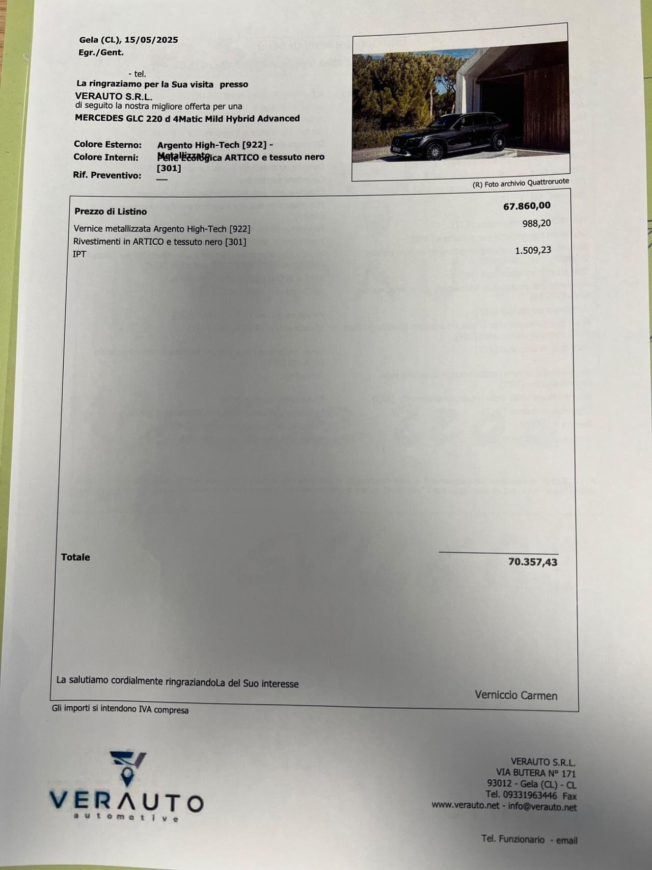 Mercedes-Benz GLC 220 Advanced 4matic possibilità noleggio no scoring