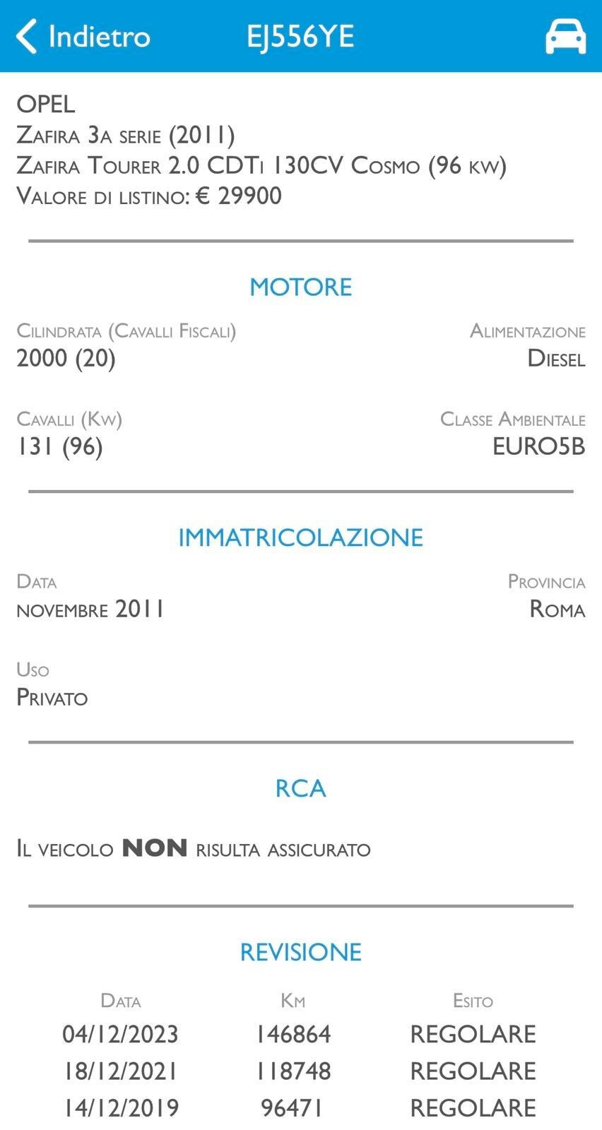 OPEL ZAFIRA 2.0 DIESEL-7 POSTI -TETTO APRIBILE