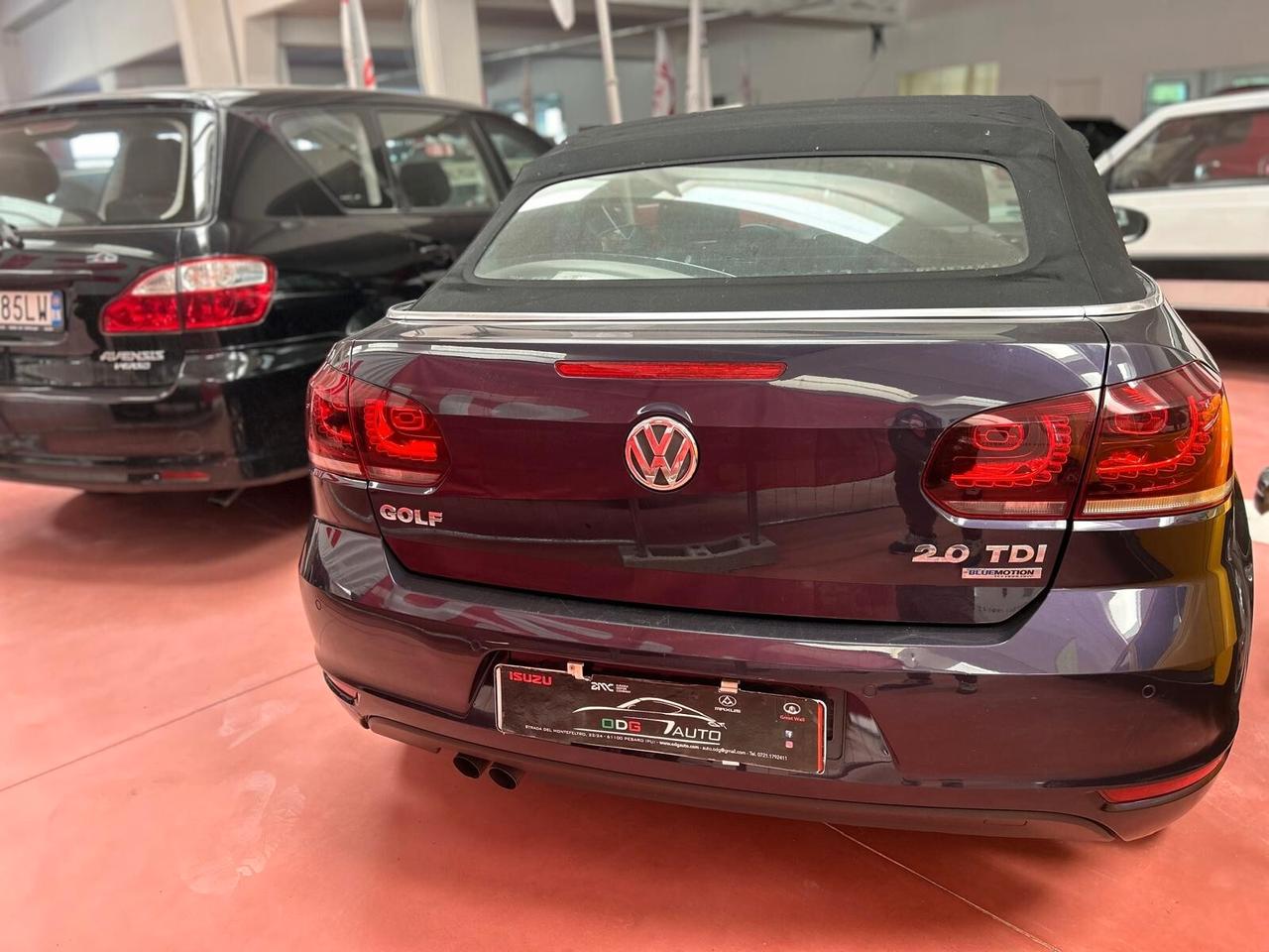 VOLKSWAGEN GOLF CABRIO serie 6 BLUEMOTION LED Diesel 2.0 CV 140 Km 168.487 garanzia 12 mesi