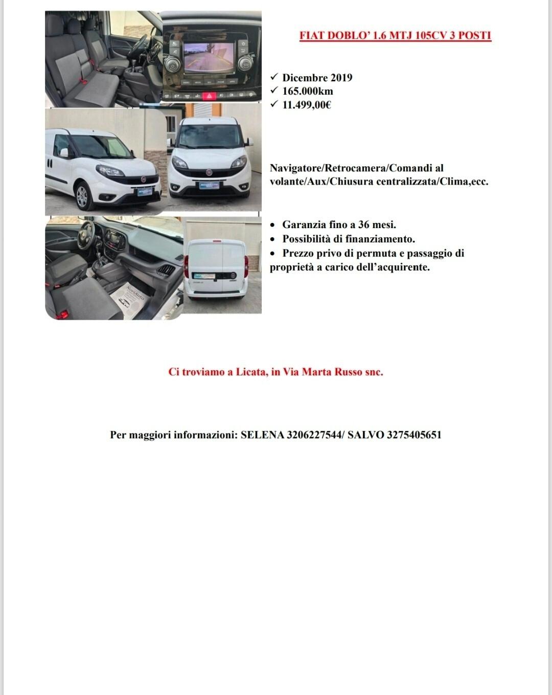 Fiat Doblò 1.6 MTJ 105CV 3POSTI