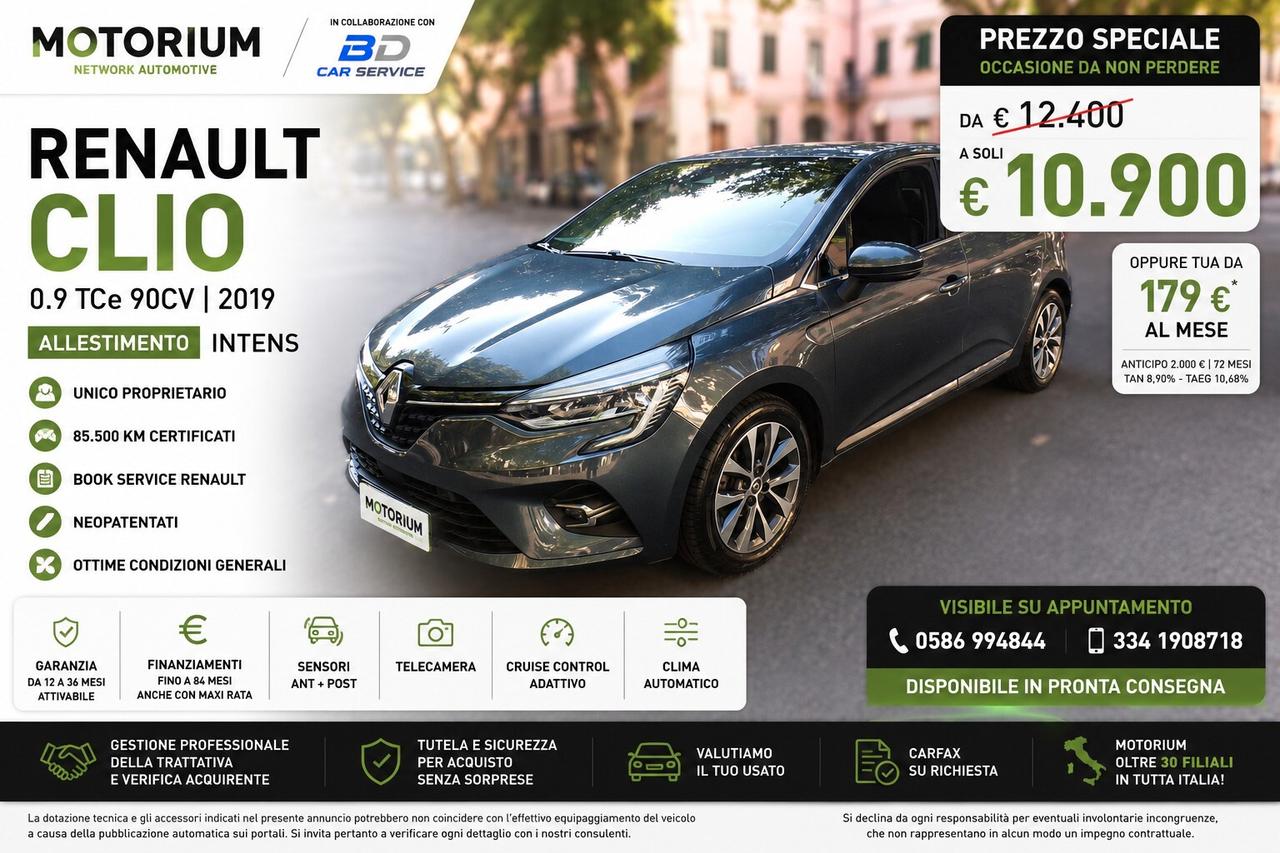RENAULT CLIO INTENS 1 PROPRIETARIO | 85.500 KM | NOV.2019 BOOK SERVICE RENAULT | NEOPATENTATI