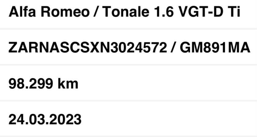 Alfa Romeo Tonale 1.6 diesel 130 CV