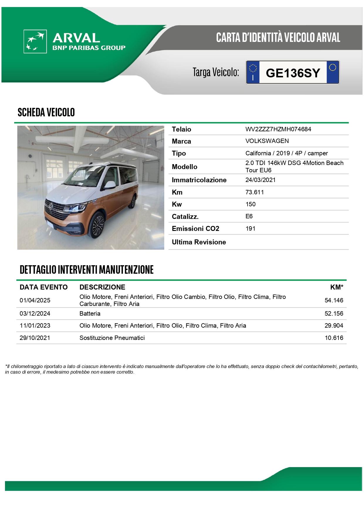 VOLKSWAGEN California T6.1 2020 California 2.0 Tdi Beach Tour 204cv 4Motion DSG 6 posti