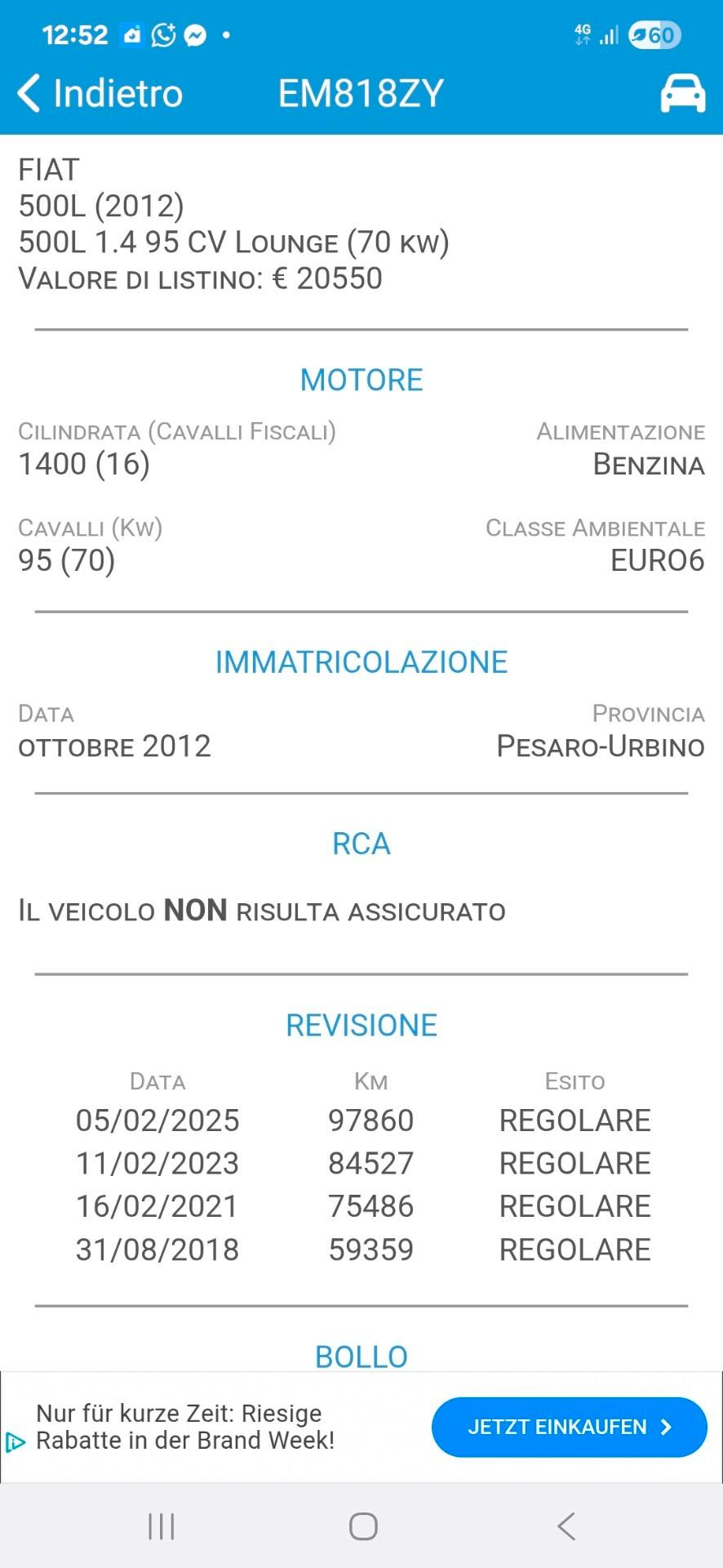 Fiat 500L 1.4 95 CV Pop Star €6 UNICOPROPIETARIO KM 105.000KM NEOPATENTATI