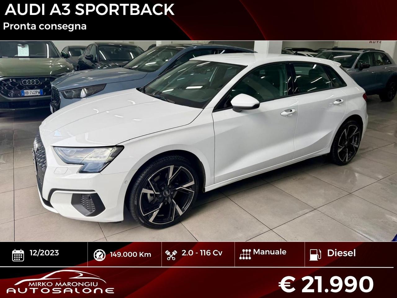 Audi A3 SPB 30 TDI Advanced FINANZIABILE