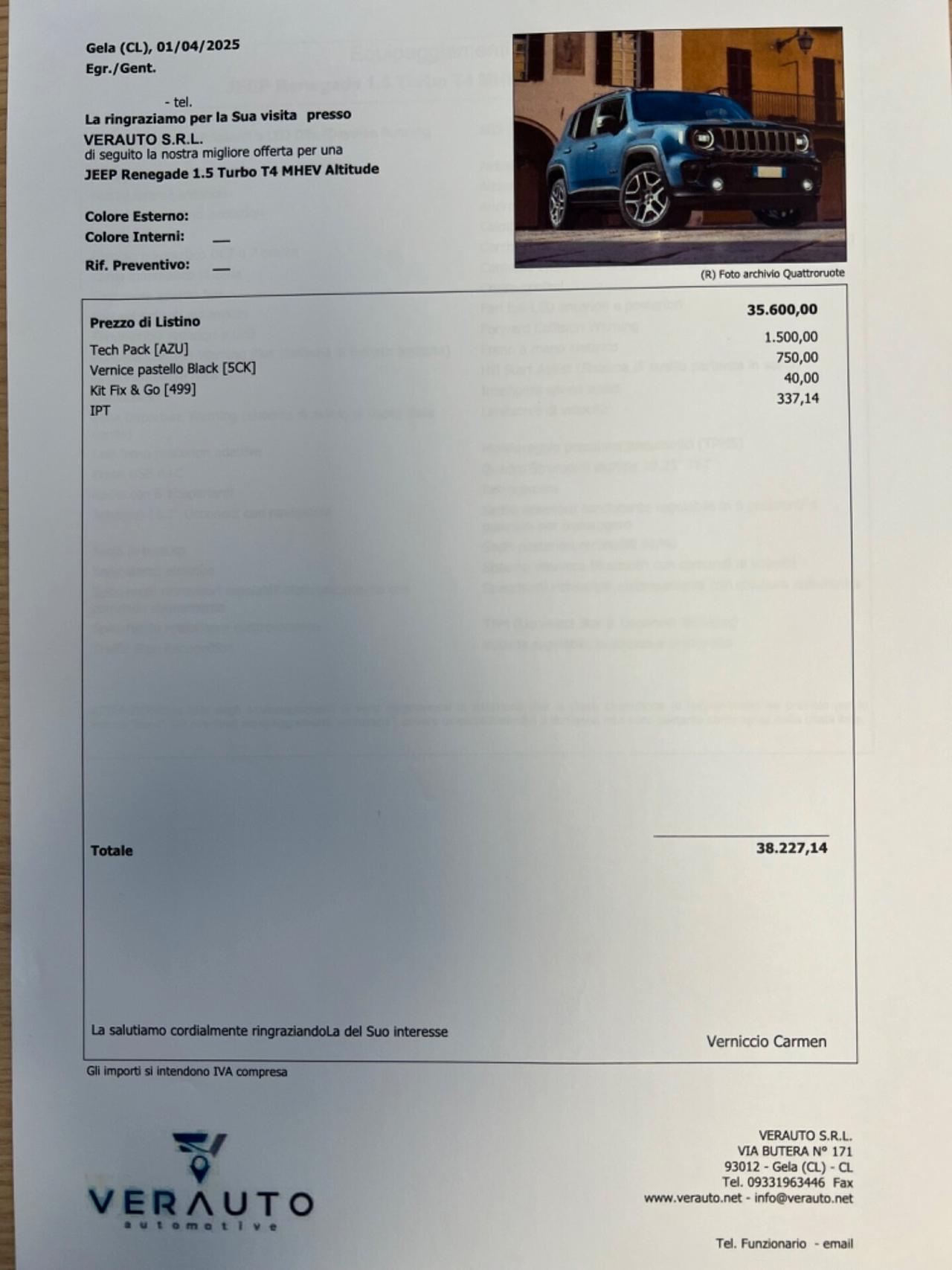 Jeep Renegade 1.5 Altitude offerta T-Stock prezzo imperdibile