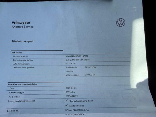 VOLKSWAGEN Golf GTD ITALIANA GARANZIA UFFICIALE VW
