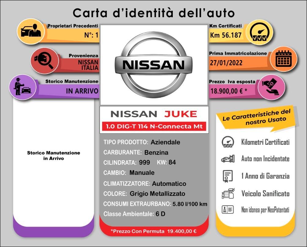 Nissan Juke 1.0 DIG-T 114 CV N-Connecta