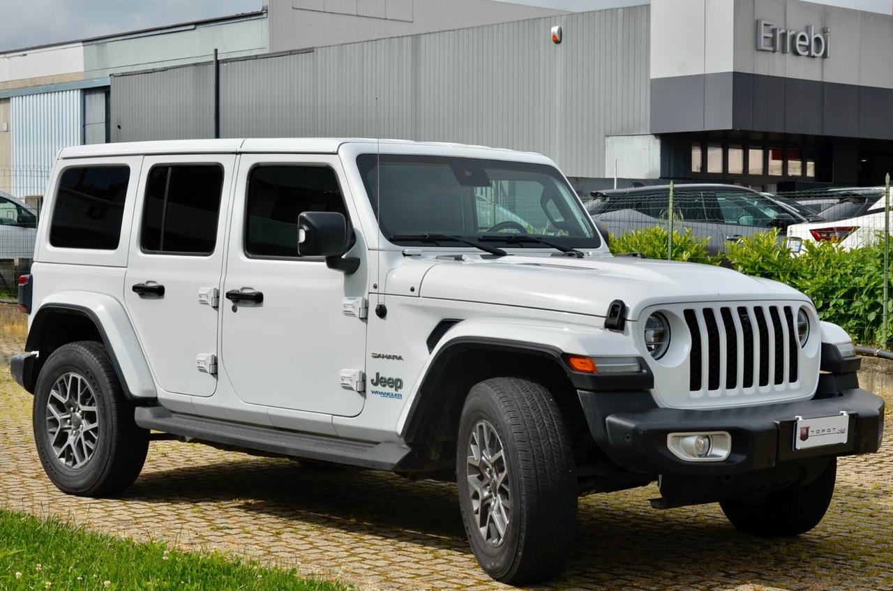 JEEP WRANGLER UNLIMITED 2.0 PHEV SAHARA 4xe 380cv AUTO, IVA COMPRESA, UFF ITALIANA, HI-FI ALPINE, FARI LED, PERMUTE