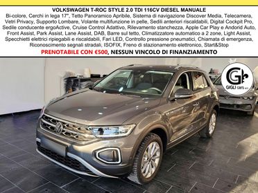 Volkswagen T-Roc Style C.17" Tetto Apribile Led Navi PDC Camera TDI