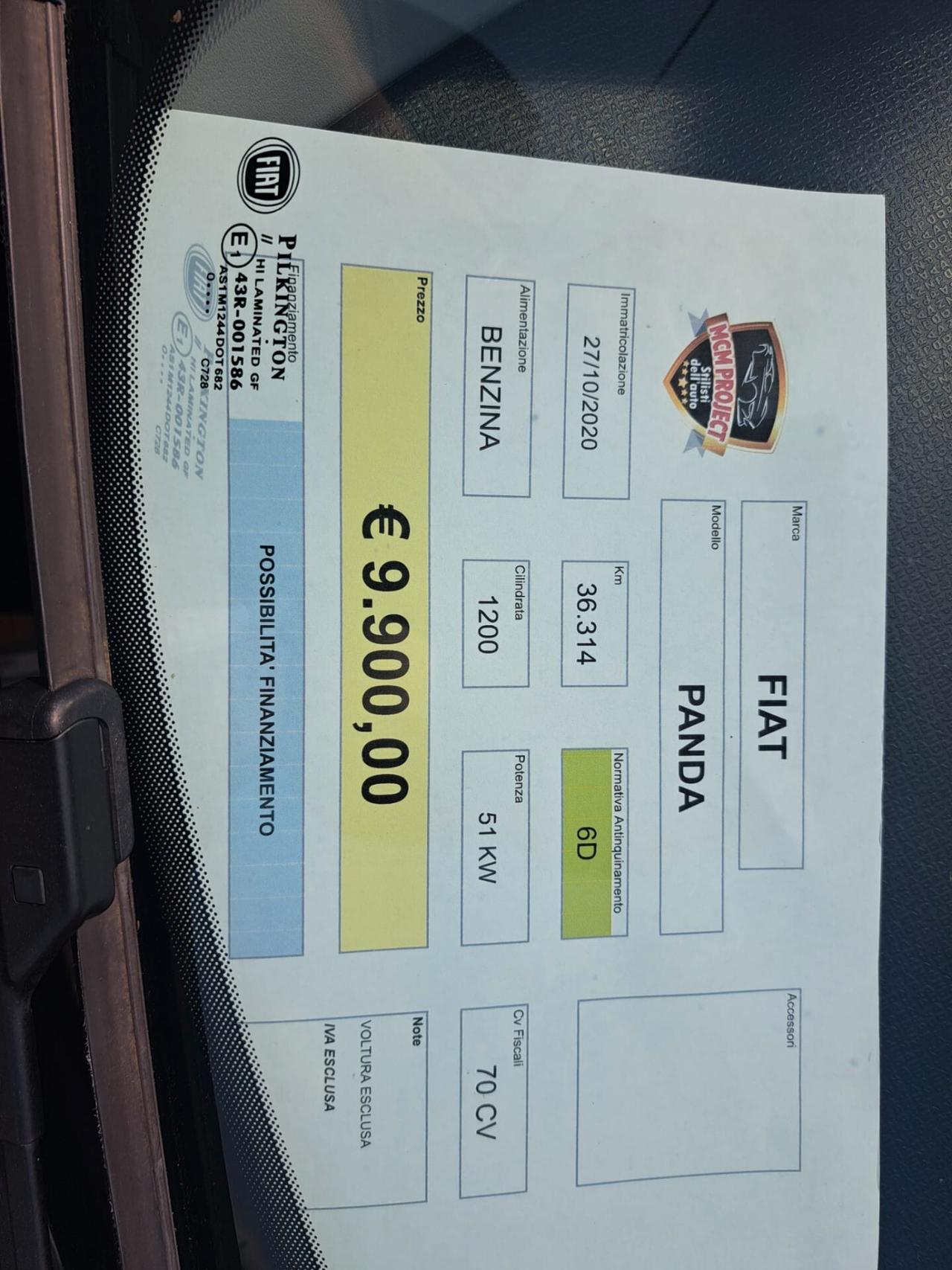 Fiat Panda 1.2 Easy NESSUN VINCOLO DI FINANZIAMENTO O ASSICURAZIONI