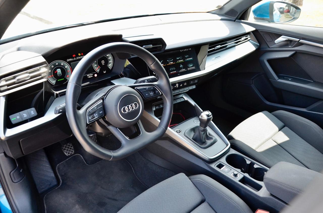 AUDI A3 SPORTBACK 35 1.5 TFSI BUSINESS ADVANCED 150cv MANUALE, ECCELLENTI CONDIZIONI, UNICOPROPRIETARIO, UFF ITALIANA, SERVICE AUDI, BLU ATOLLO, FARI LED, RETROCAMERA, PERMUTE
