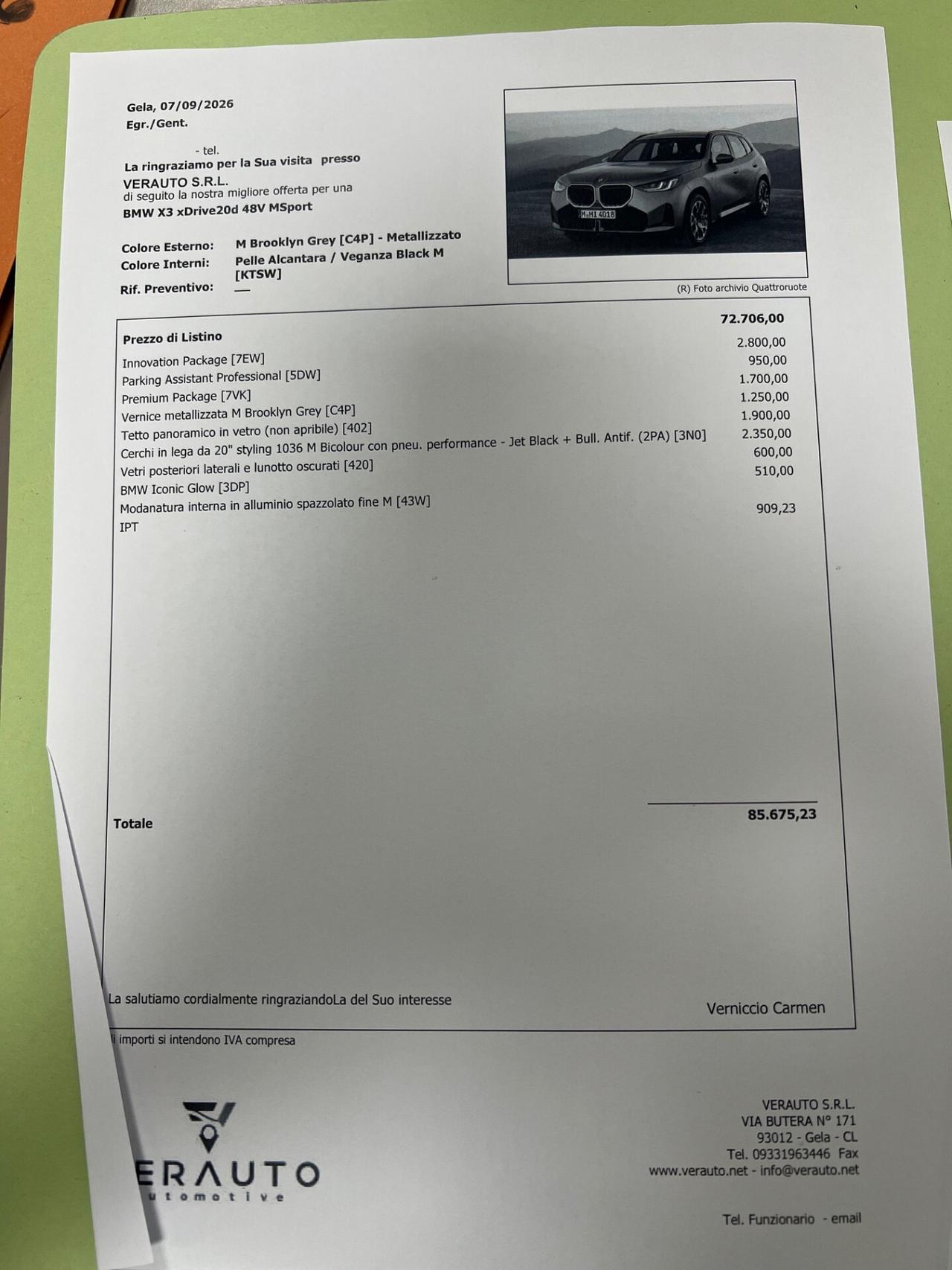 Bmw X3 xDrive20d 48V MSport - possibilità noleggio no scoring