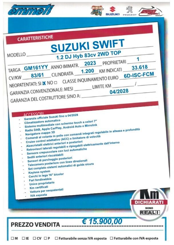 Suzuki Swift 1.2 DJ Hyb 83cv 2WD Top