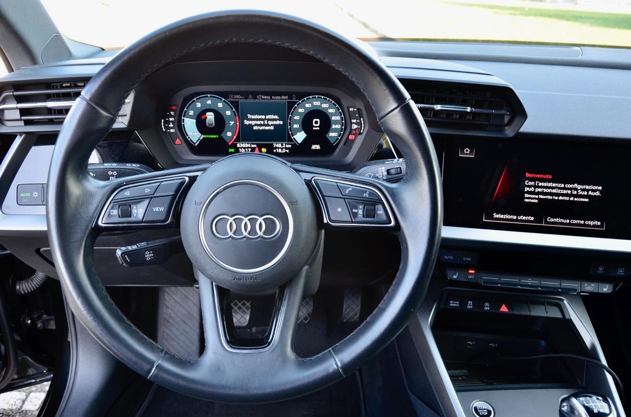 AUDI A3 SPB 35 1.5 TFSI BUSINESS 150cv, SERVICE AUDI, EURO 6D, FARI LED, APPLE ANDROID, PERMUTE