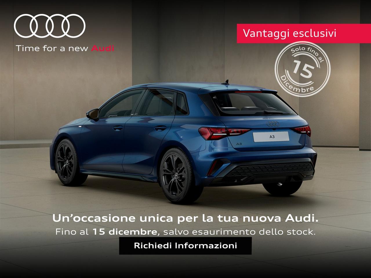 Audi A3 sportback 1.5 tfsi mhev s line edition 150cv s-tronic