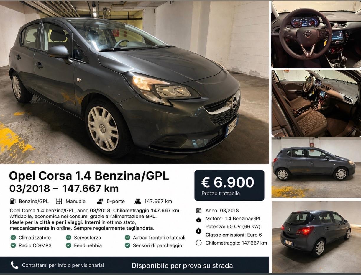 Opel Corsa 1.4 Benzina/GPL Euro 6