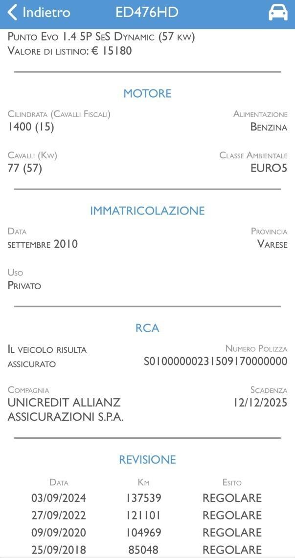 Fiat Punto EVO 1.4 BENZINA UNICO PROP