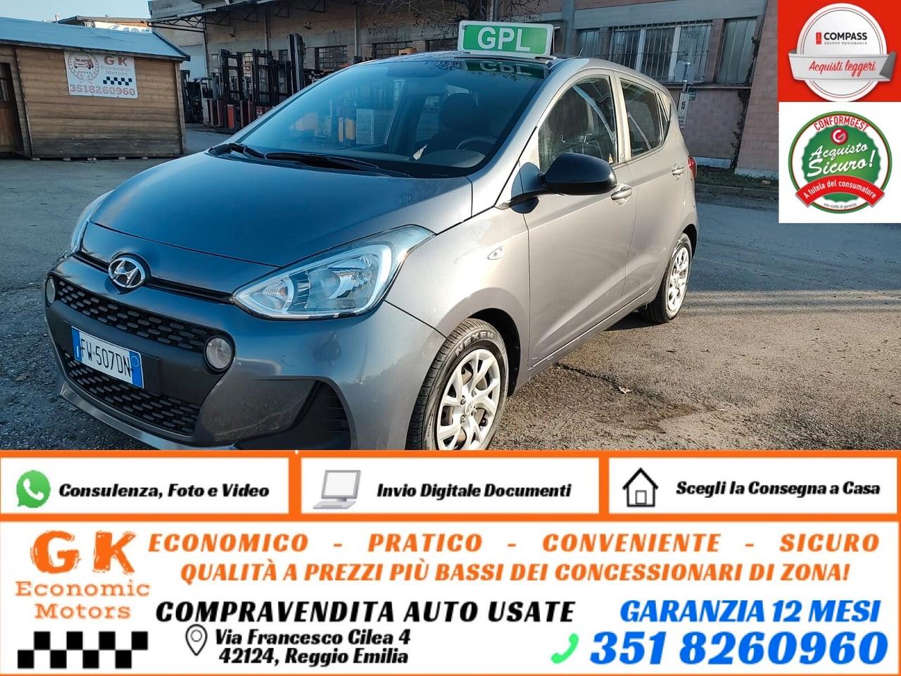 Hyundai i10 1.0 MPI Econext Advanced, BENZINA\GPL, EURO 6D, FRIZIONE NUOVA, OK NEOPATENTATI, GARANZIA L.12 MESI