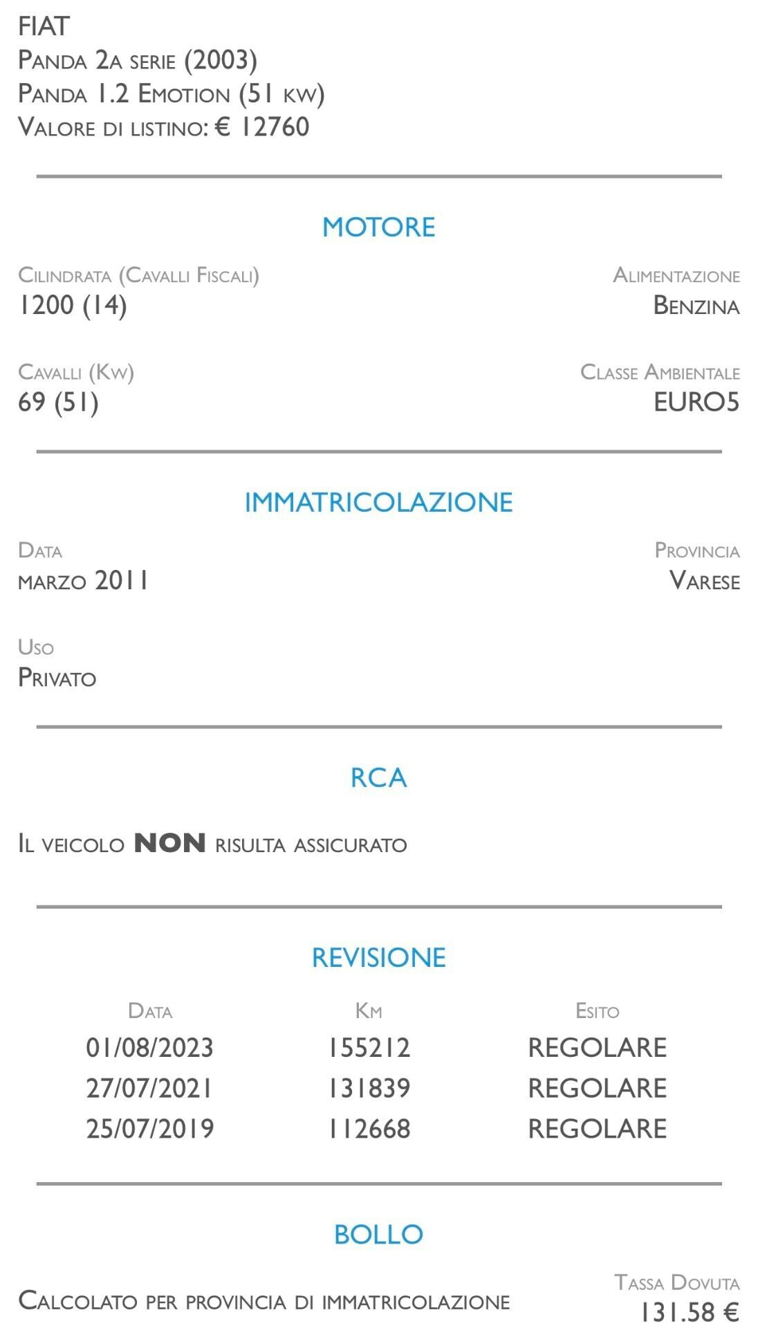 Fiat Panda 1.2 Emotion - IDEALE PER NEOPATENTATI