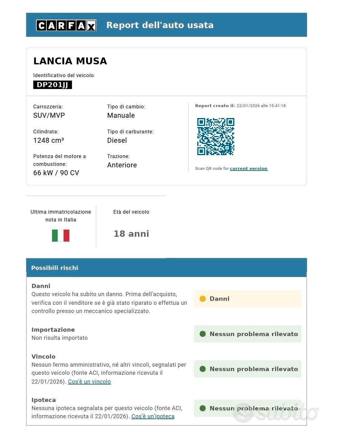 Lancia MUSA 1.3 Multijet 16V 90 CV Full optional