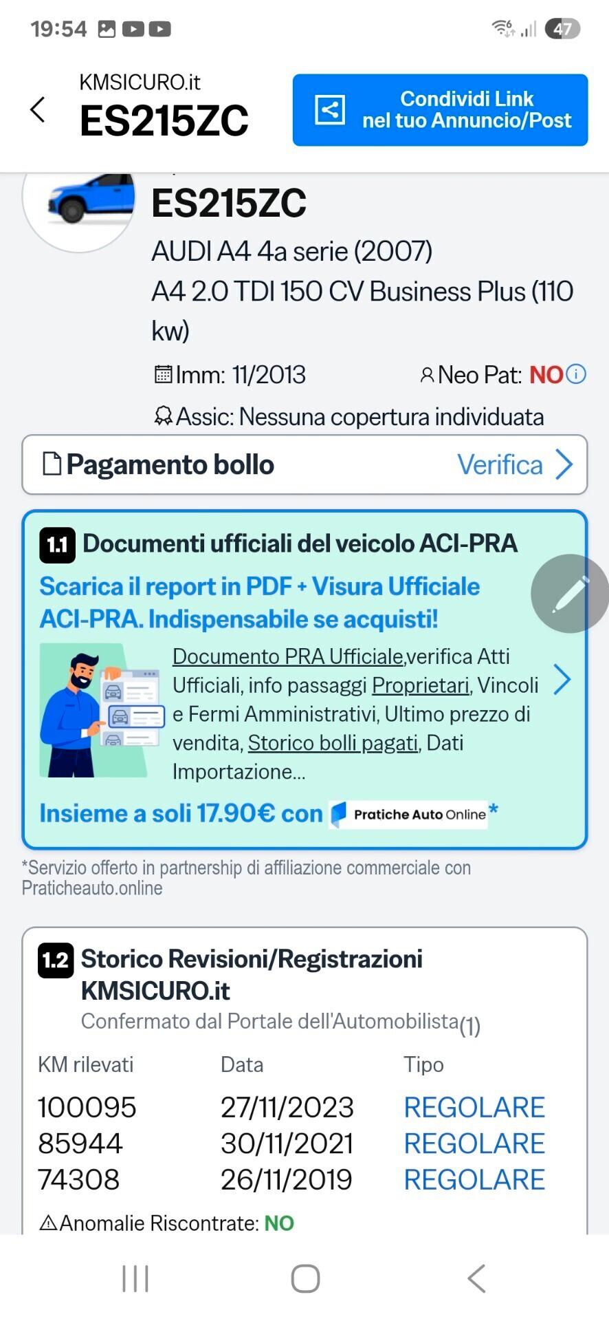 Audi A4 2.0 TDI 150 CV perfetta e garantita 12 mesi