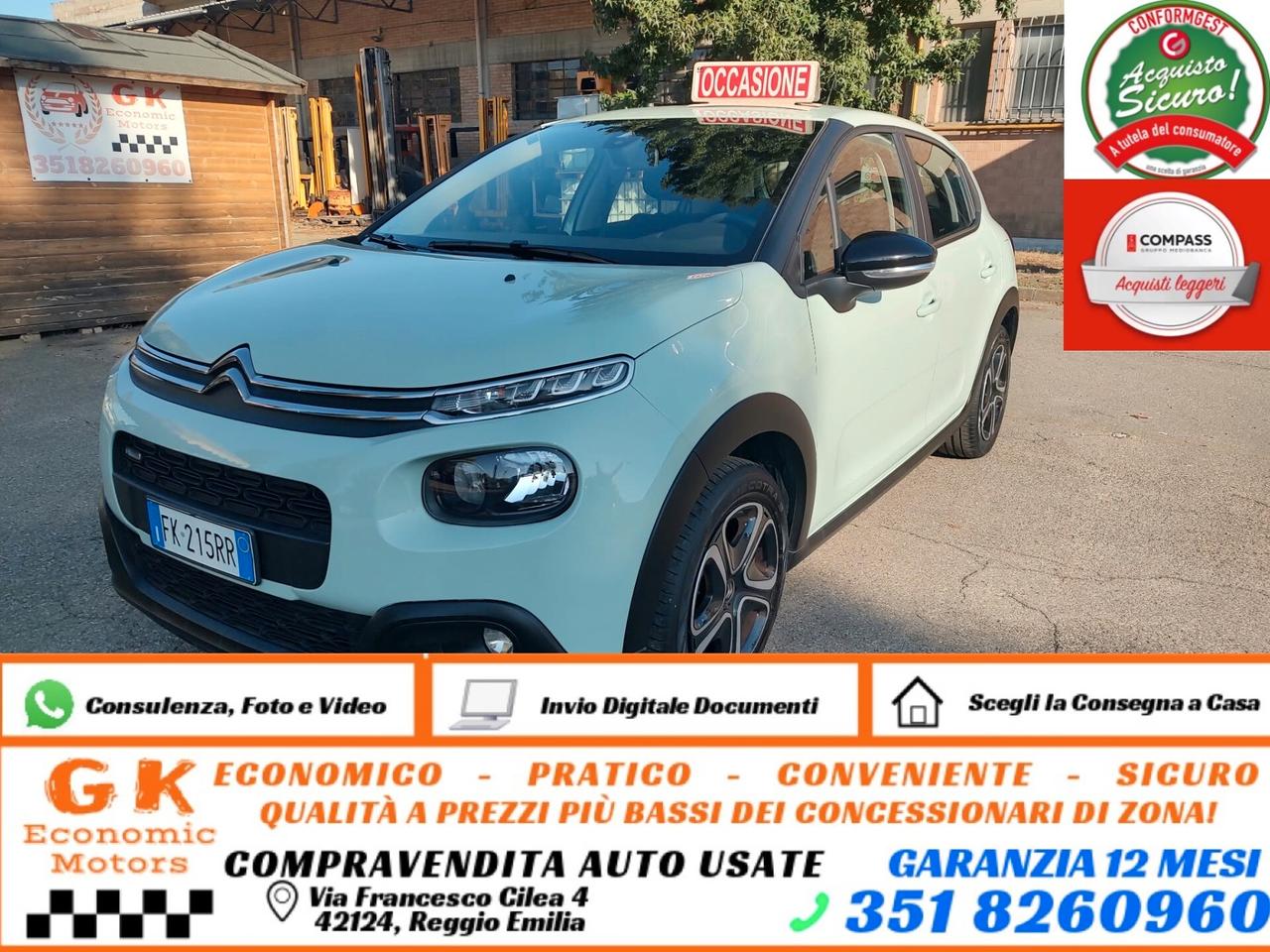 Citroen C3 PureTech 68 Feel, BENZINA, OK NEOPATENTATI, GARANZIA L.12 MESI