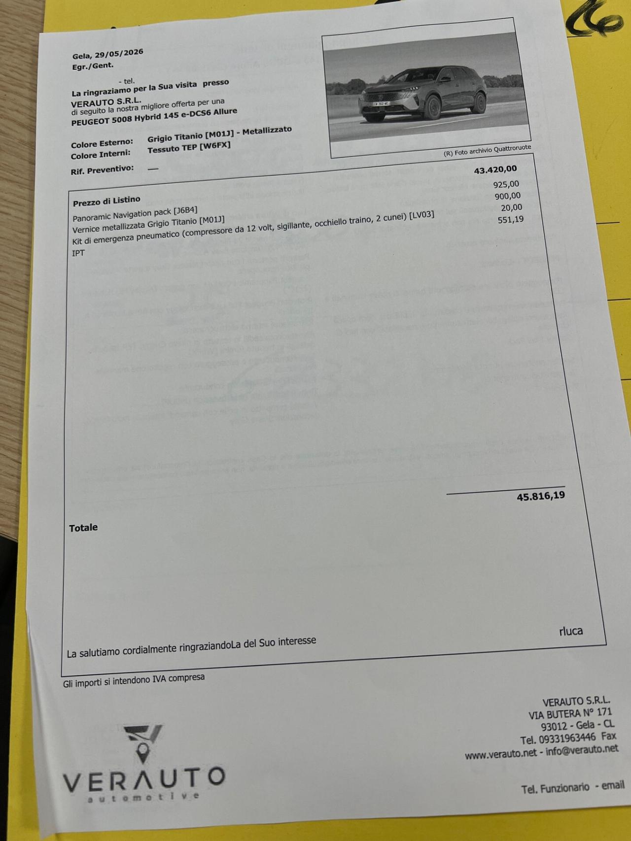 Peugeot 5008 Hybrid 145 e-DCS6 Allure 7 posti - SUPER OFFERTA T-STOCK