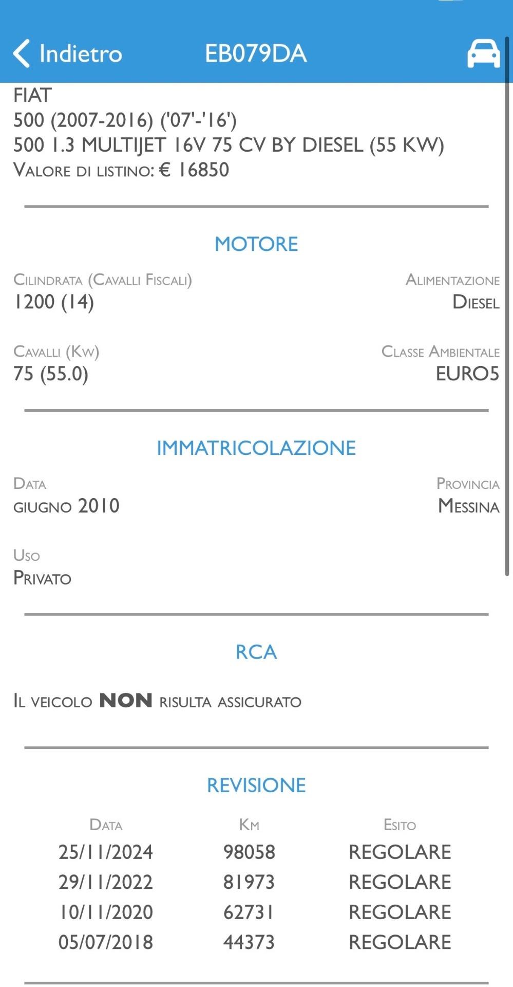 Fiat 500 1.3 Mjt 75 Cv Lounge 100.000 KM - 2010