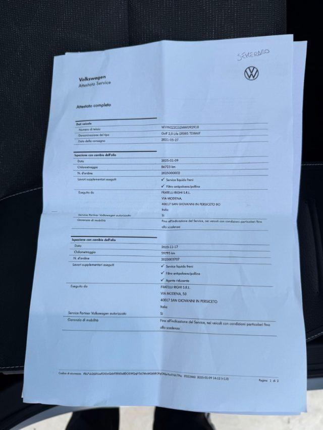 VOLKSWAGEN Golf 2.0 TDI PARI AL NUOVO GARANZIA