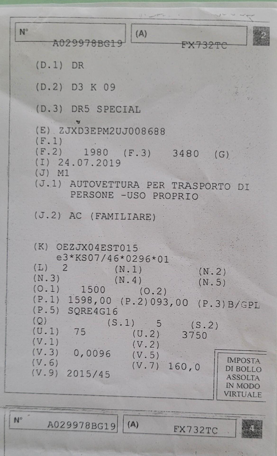 Dr EVO5 1.6 Bi-Fuel GPL scade 2029 .