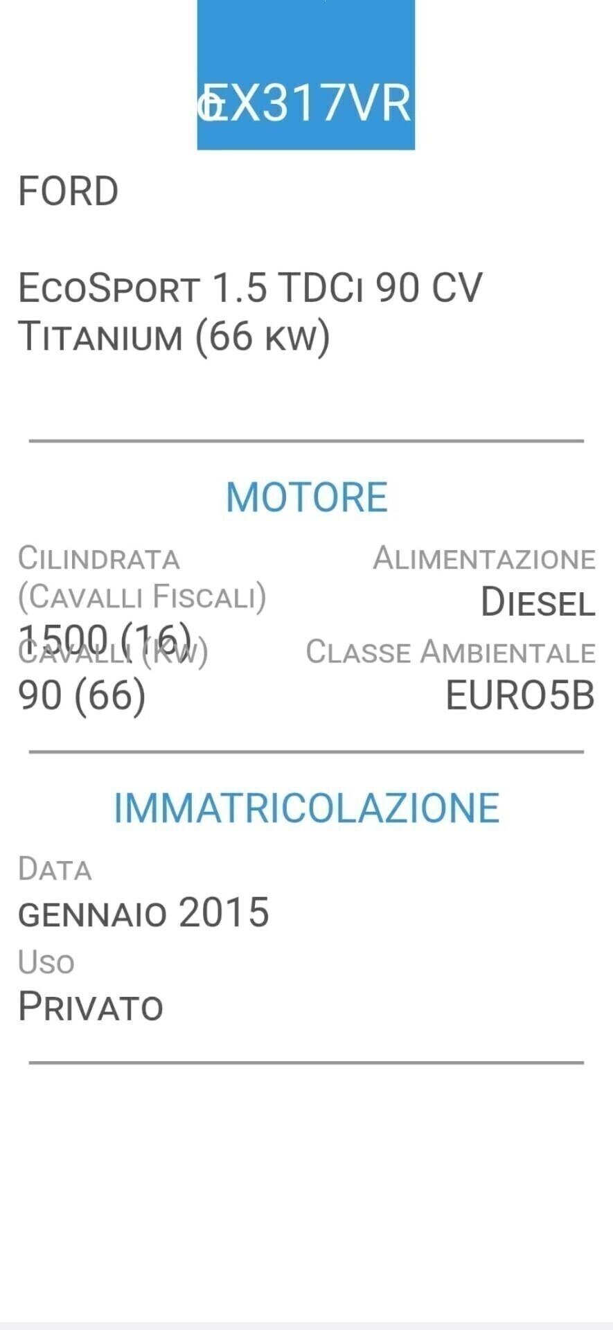 Ford EcoSport 1.5 TDCi-TUTTI TAGLIANDI FORD