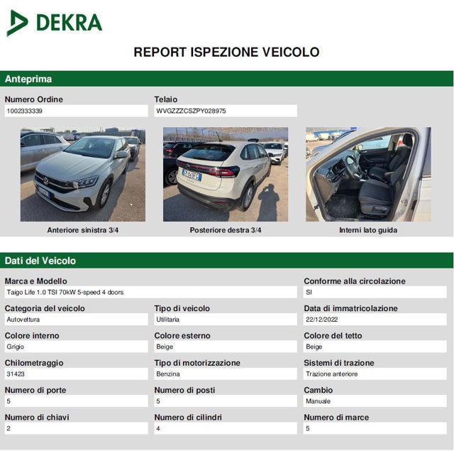 VOLKSWAGEN Taigo 1.0 TSI 110 CV Life