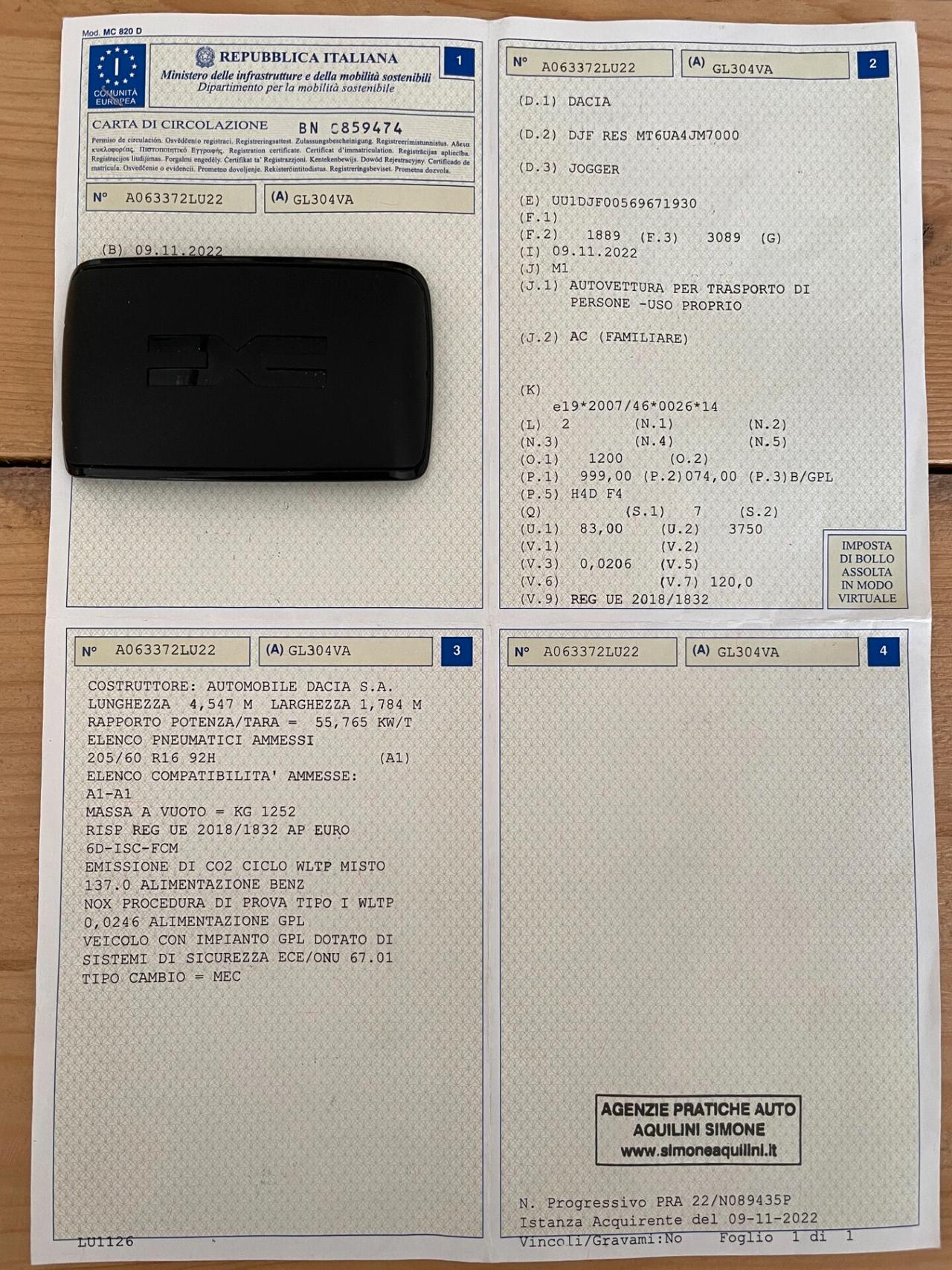 Dacia Jogger 1.0 TCe GPL 100 CV 7 posti Extreme Up