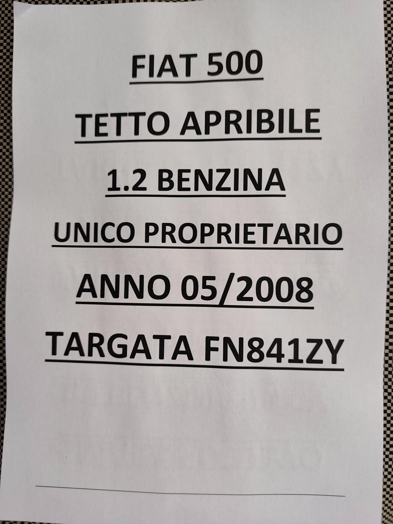 Fiat 500 1.2 BENZINA TETTO APRIBILE