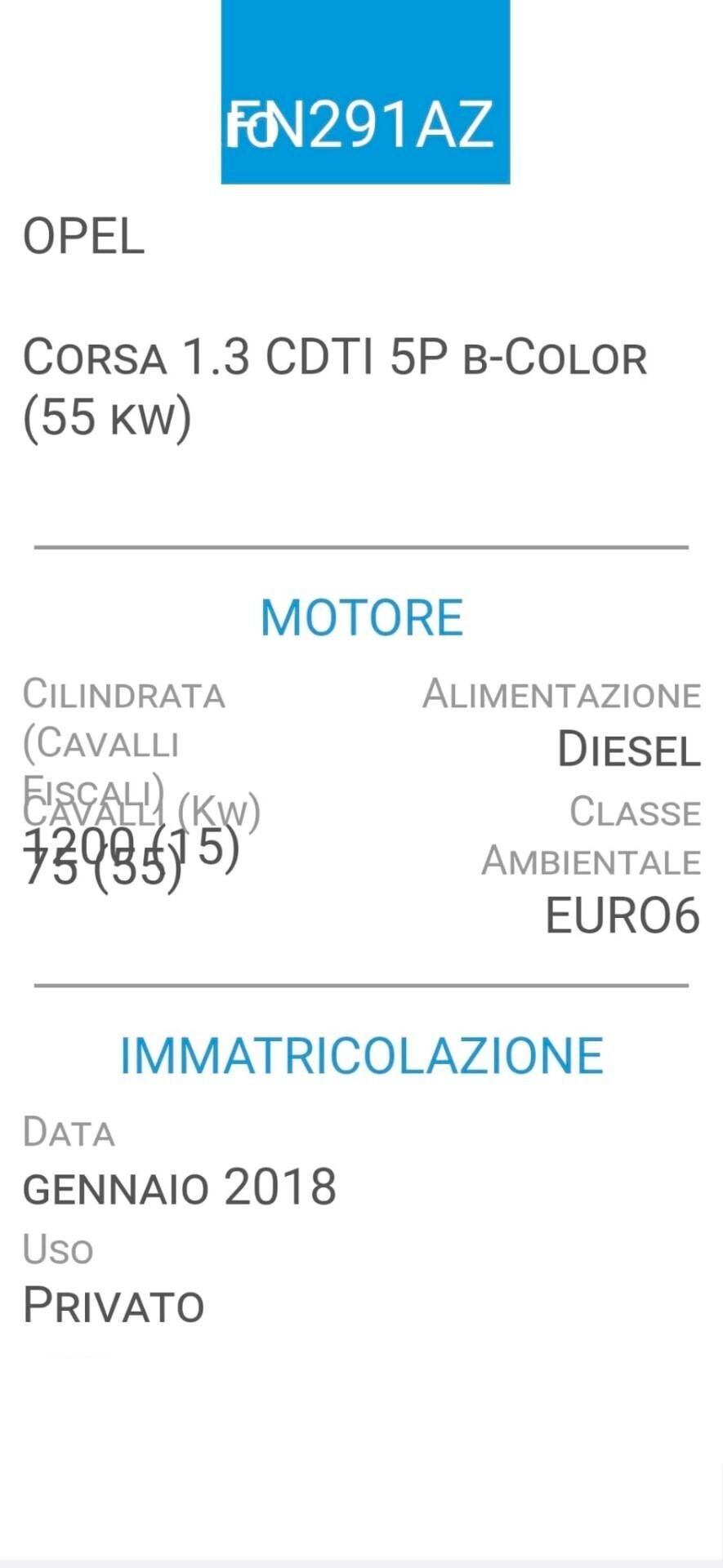 OPEL CORSA 1,3 CDTI-EURO 6-UNICO PROP-2 REVISIONI