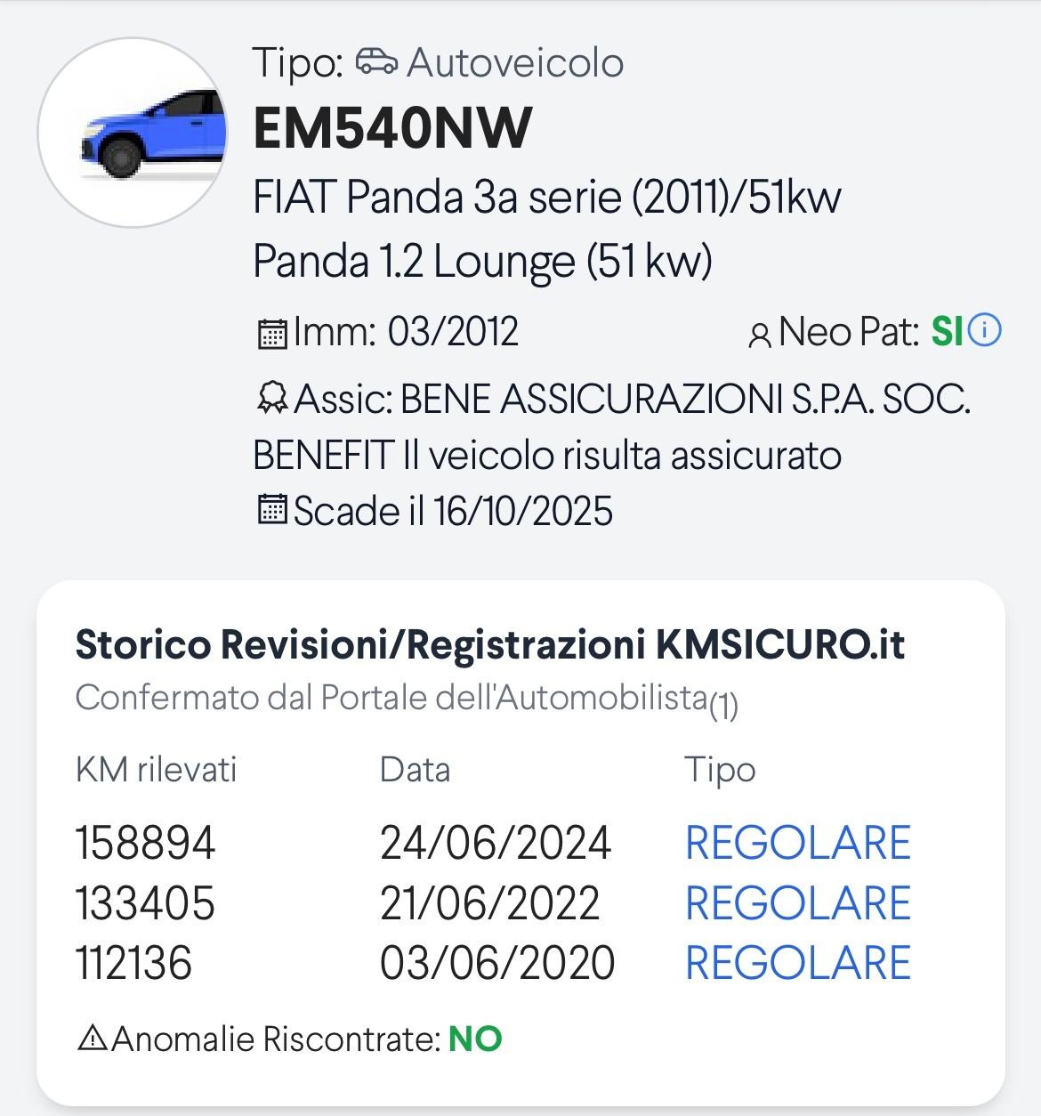 Fiat Panda 1.2 Dynamic ok neopatentati consumi bassissimi