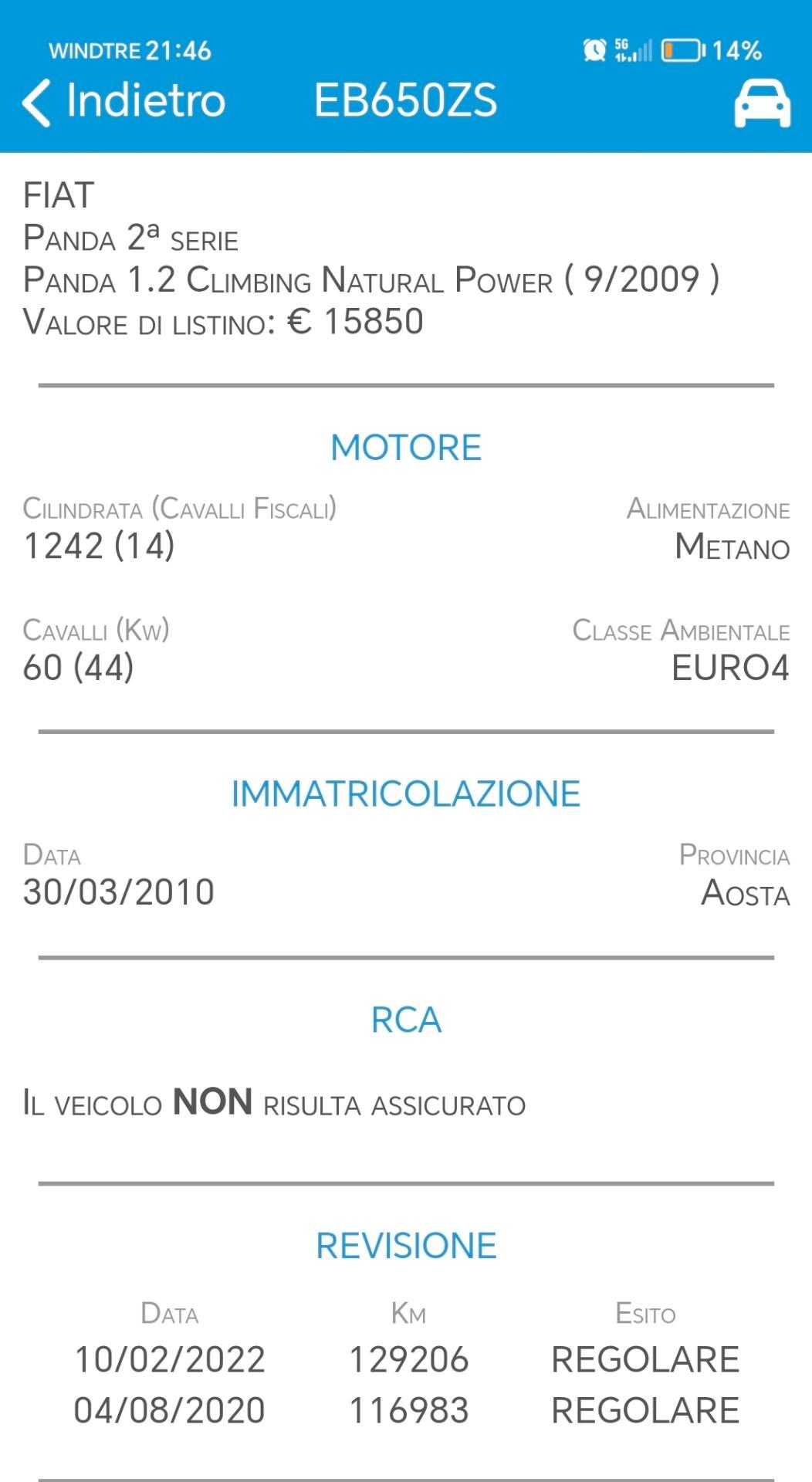 Fiat Panda 1.2 Climbing Natural Power NEOPATENTATI