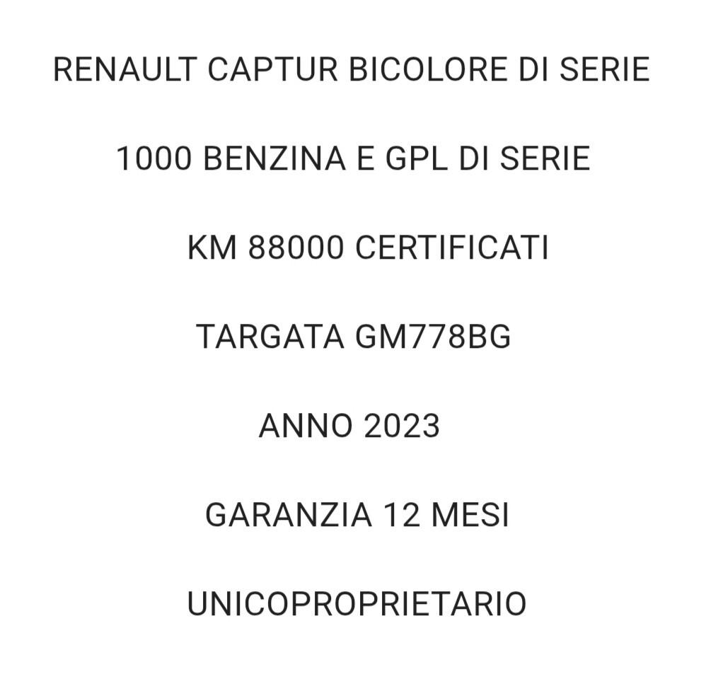 Renault Captur 1.0 TCE BENZINA E GPL DI SERIE