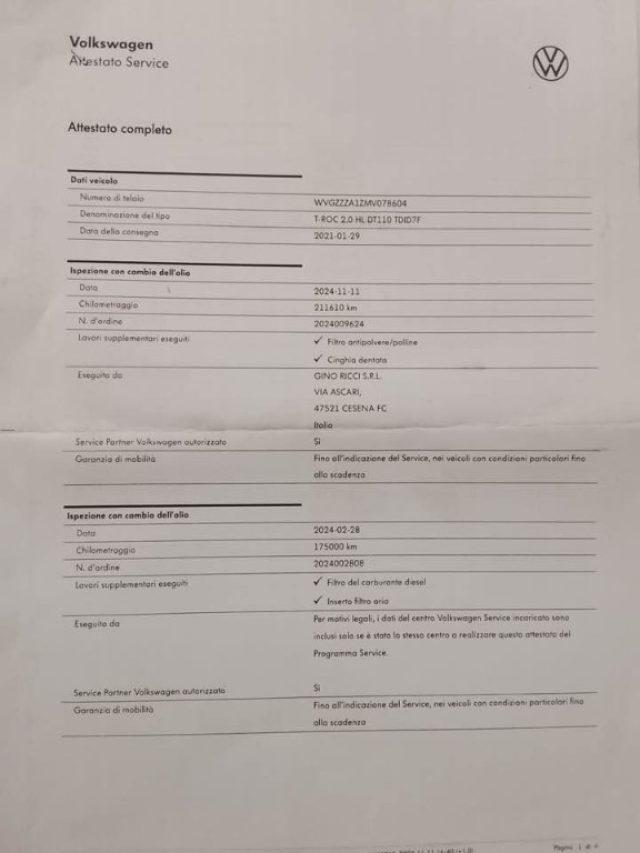 VOLKSWAGEN T-Roc 2.0 TDI SCR 150 CV DSG Sport BlueMotion Technology