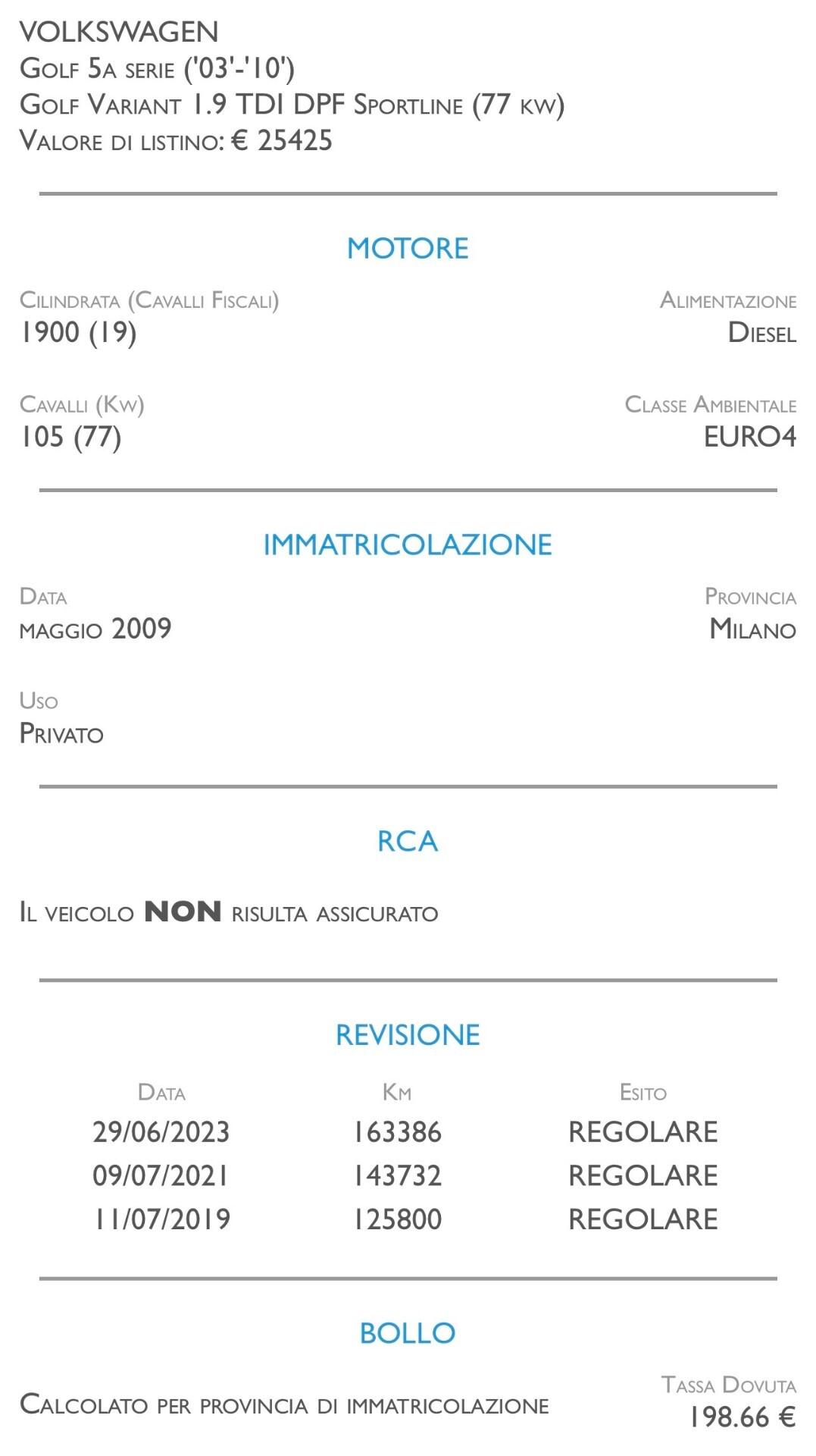 Volkswagen Golf Variant Var. 1.9 TDI DPF Sportline