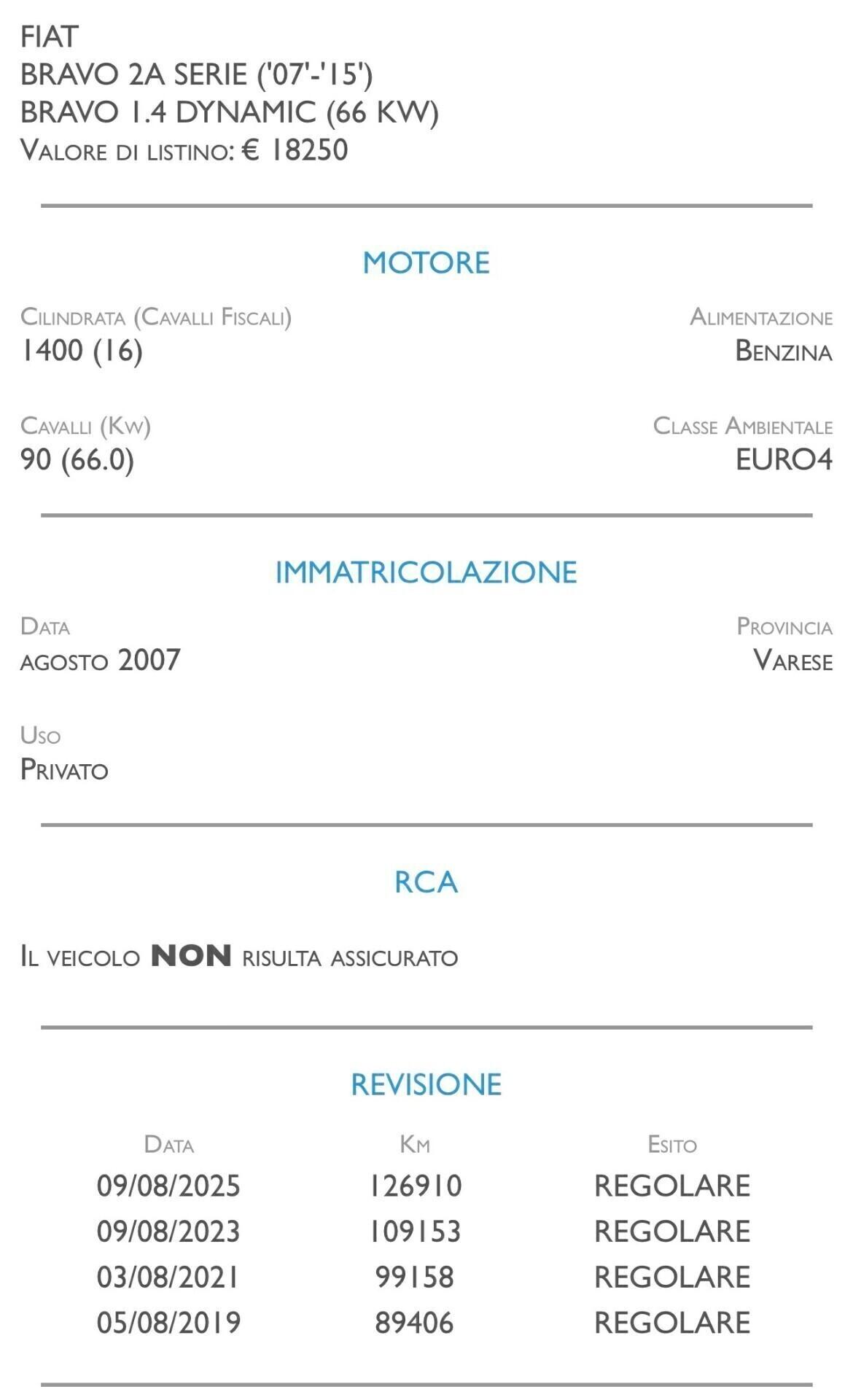 Fiat Bravo 1.4 Dynamic - UNICO PROPRIETARIO