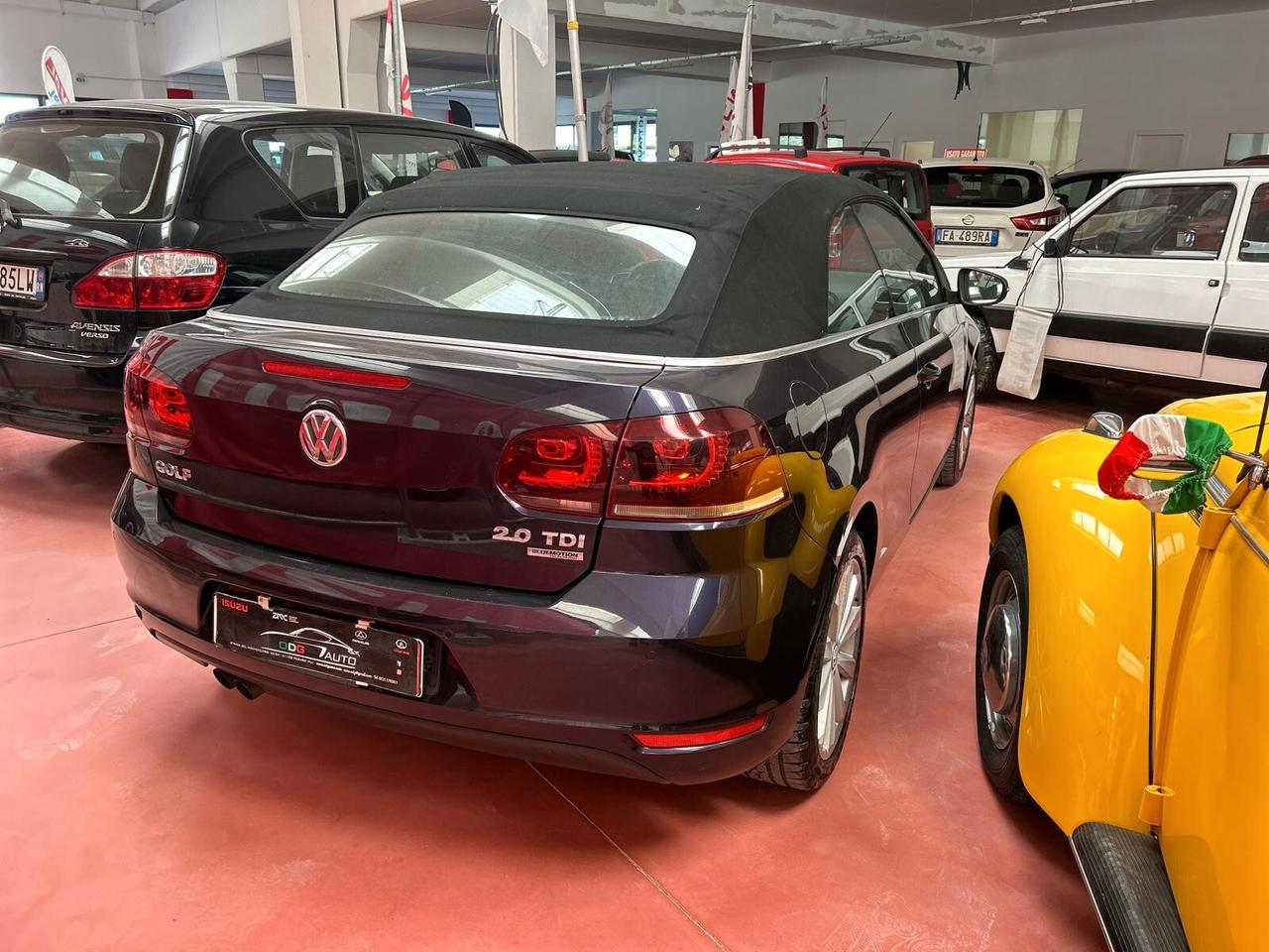 VOLKSWAGEN GOLF CABRIO serie 6 BLUEMOTION LED Diesel 2.0 CV 140 Km 168.487 garanzia 12 mesi